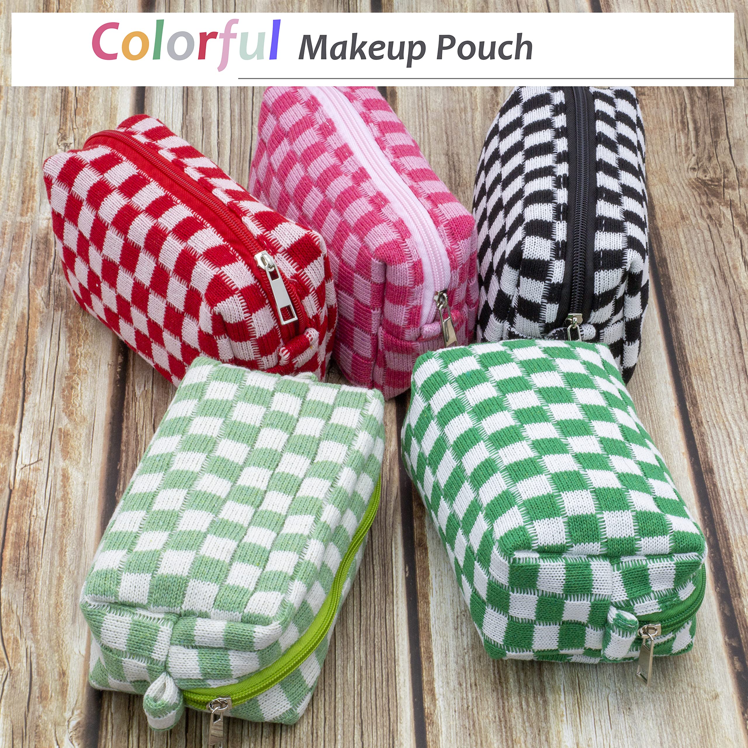 PAZIMIIK pochette maquillage à carreaux, cadeau idéal pour amis ou collègues.