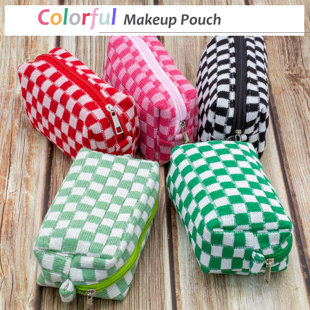 PAZIMIIK pochette maquillage à carreaux, cadeau idéal pour amis ou collègues.