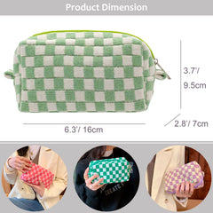 PAZIMIIK pochette maquillage à carreaux, fermeture-éclair métallique sécurisante.