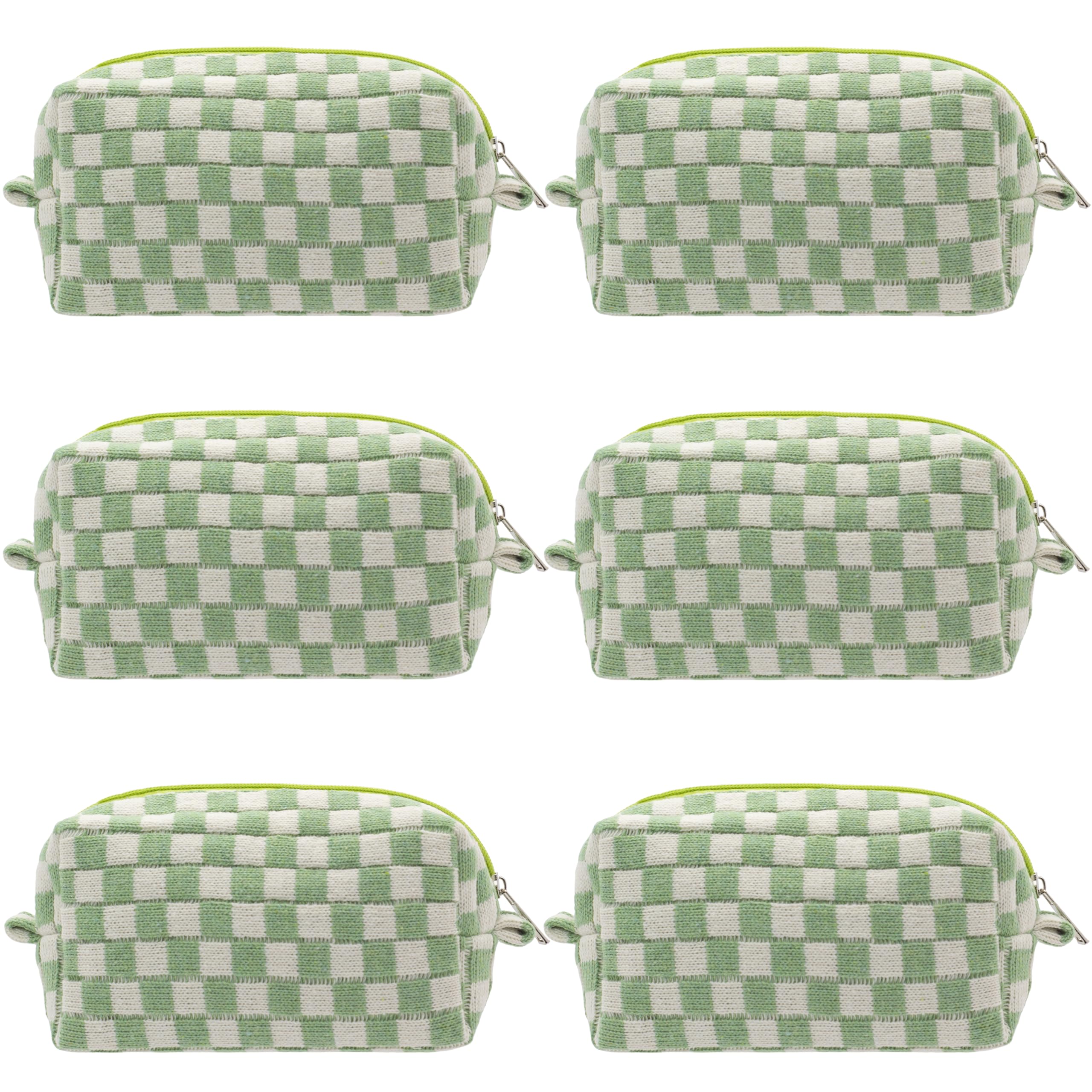 PAZIMIIK pochette maquillage à carreaux ouverte, pratique pour accéder rapidement à vos produits.