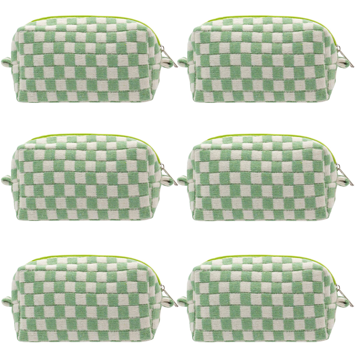 PAZIMIIK pochette maquillage à carreaux ouverte, pratique pour accéder rapidement à vos produits.