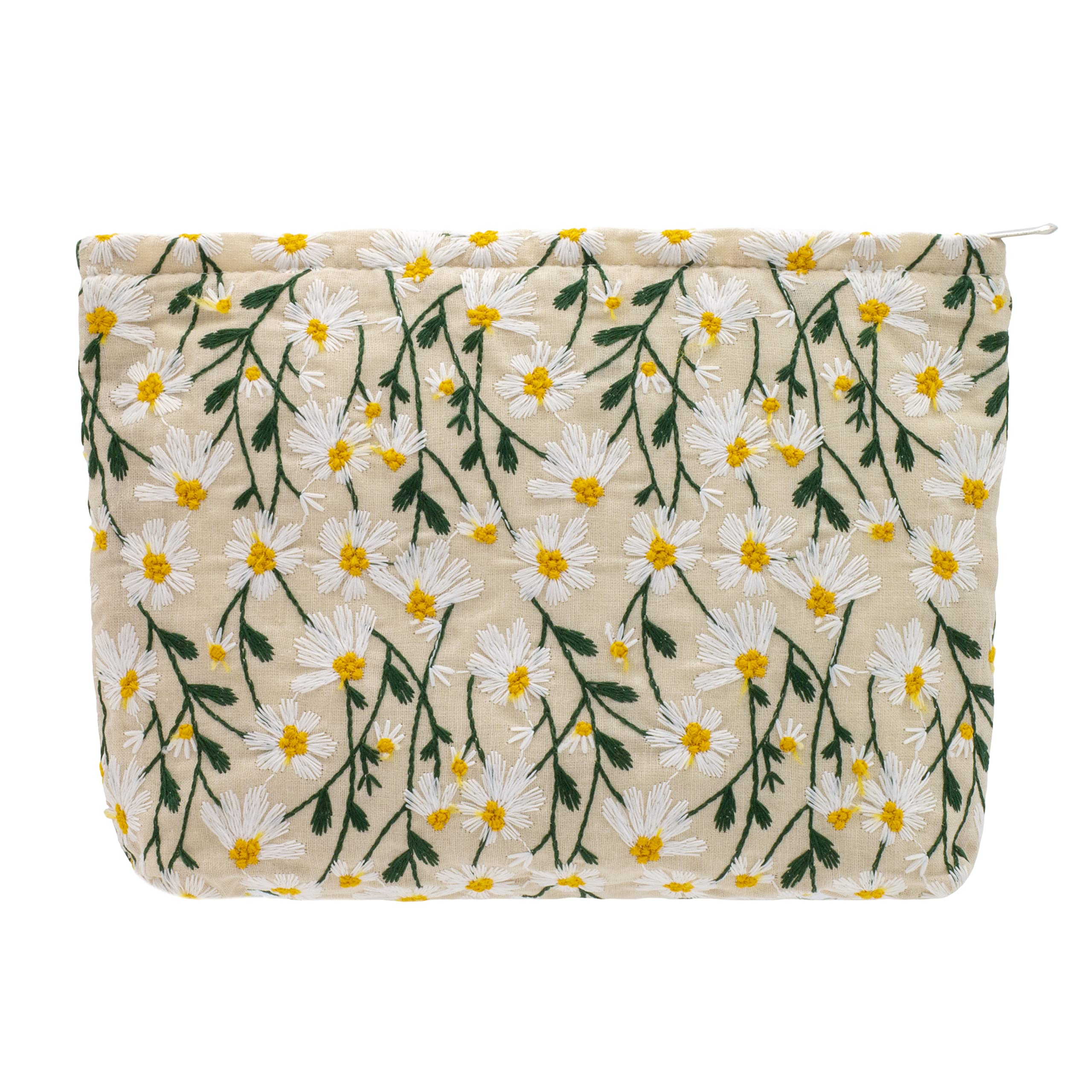 PAZIMIIK Trousse maquillage Daisy White ouverte, accès rapide aux essentiels beauté