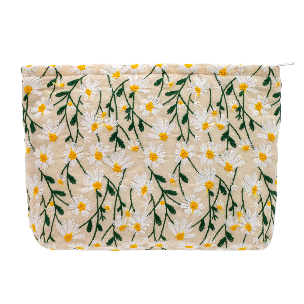 PAZIMIIK Trousse maquillage Daisy White ouverte, accès rapide aux essentiels beauté