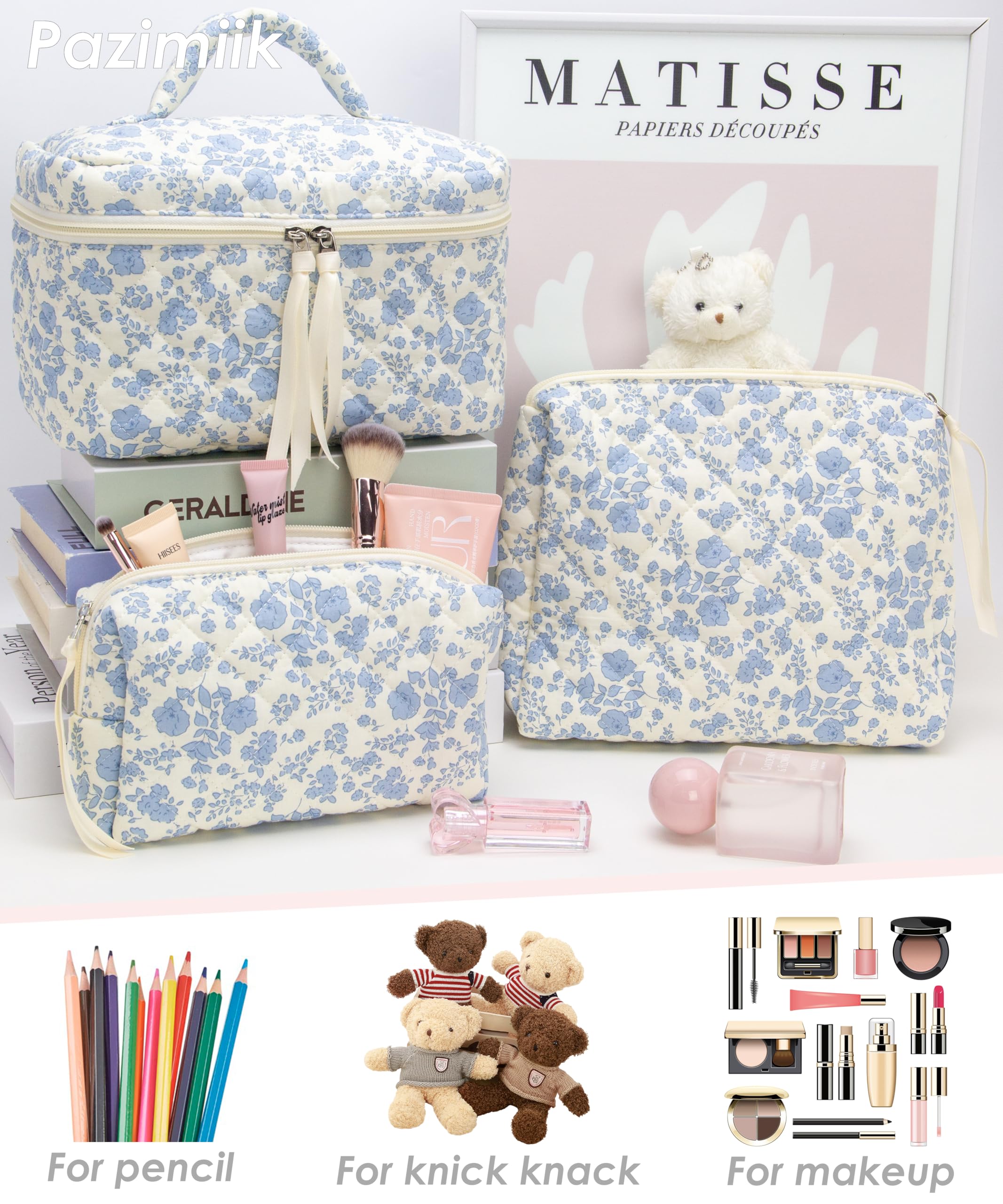 PAZIMIIK etui rangement accessoires maquillage bleu, organisation efficace