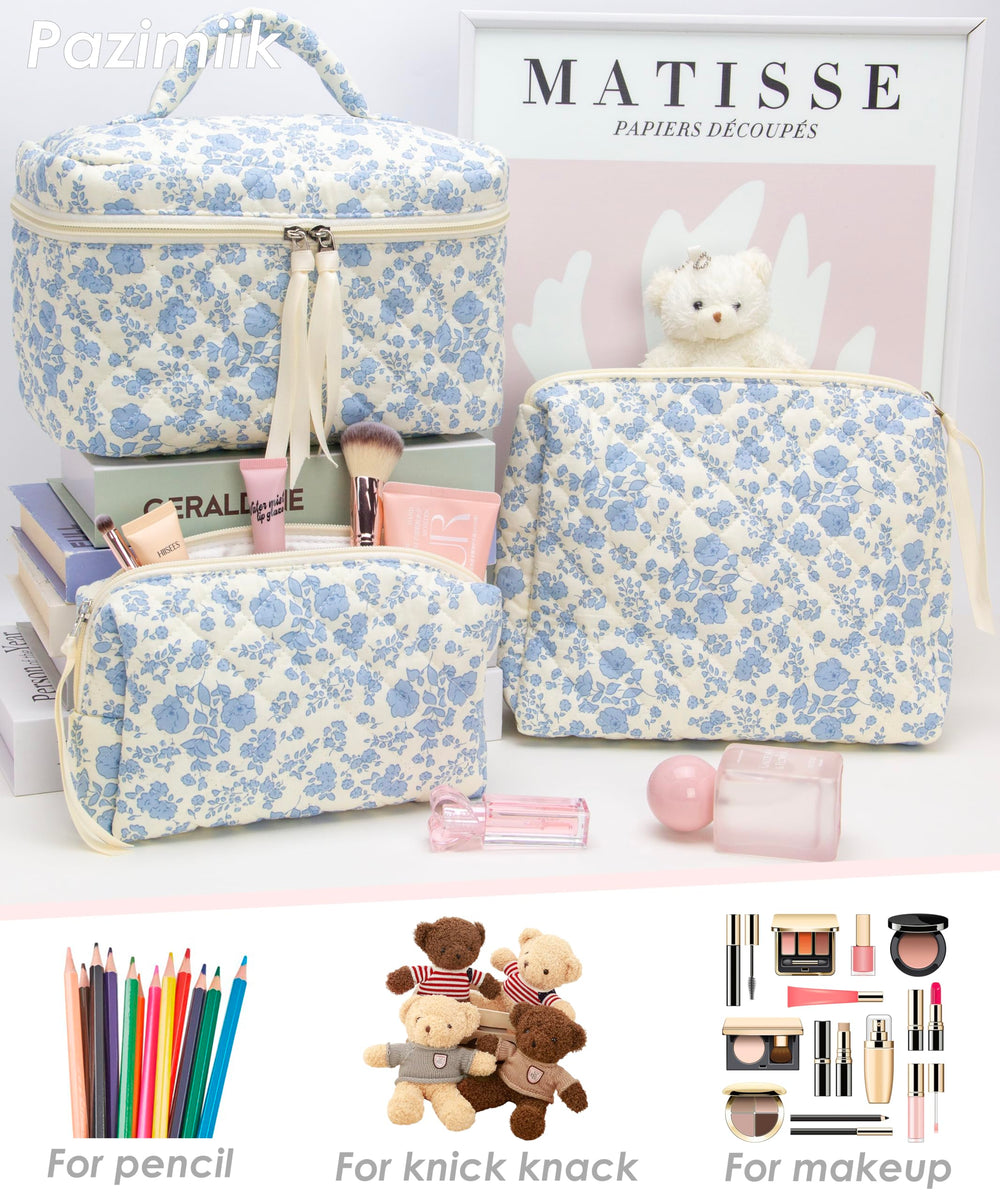 PAZIMIIK etui rangement accessoires maquillage bleu, organisation efficace