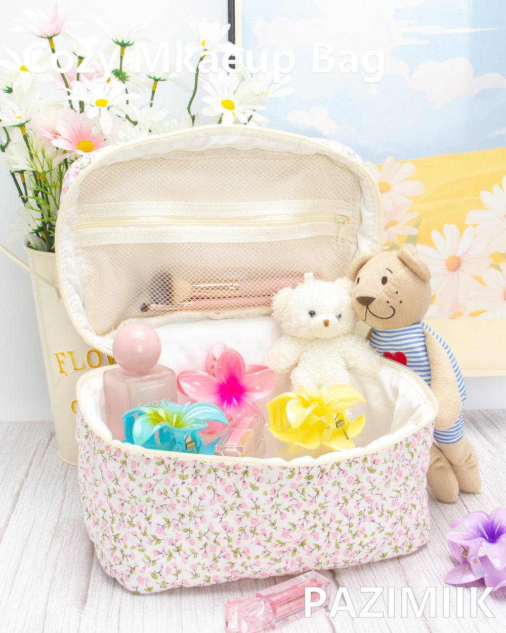 PAZIMIIK poche-maille beauté, range brosses et petits objets en un clin d’œil