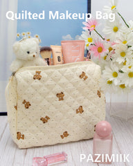PAZIMIIK pochette-maquillage quiltée poche en filet: rangement organisé pour pinceaux et produits.