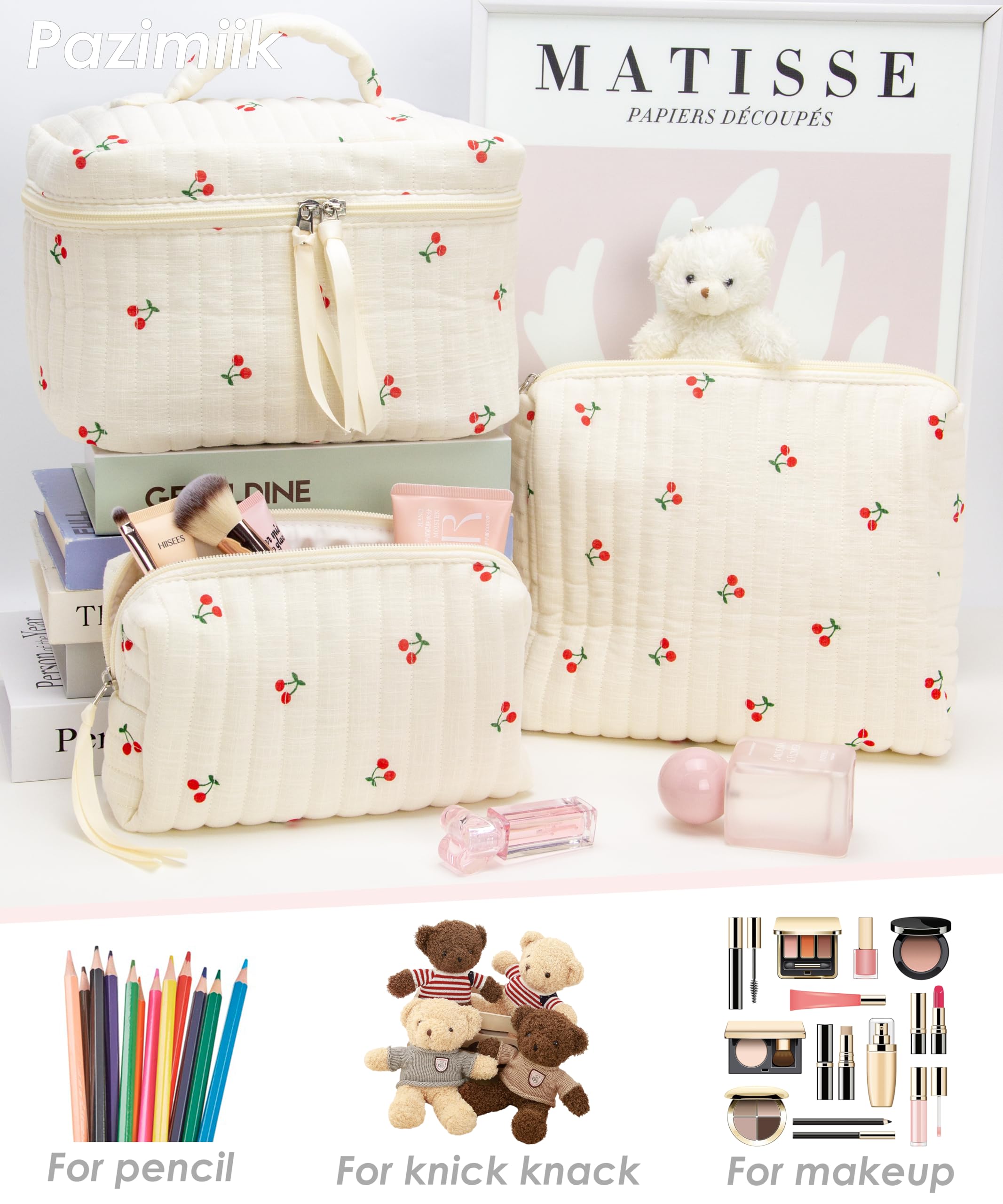 PAZIMIIK sac maquillage couleur cerise beige, chic et pratique.