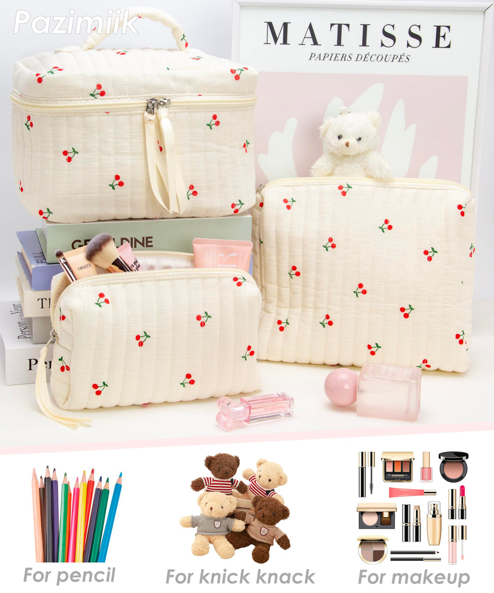 PAZIMIIK sac maquillage couleur cerise beige, chic et pratique.