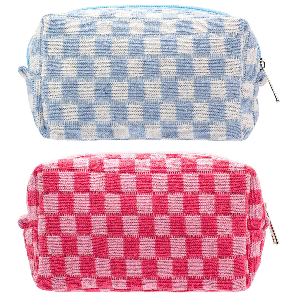 PAZIMIIK sac maquillage damier bleu, rangement pratique dans le sac à main.