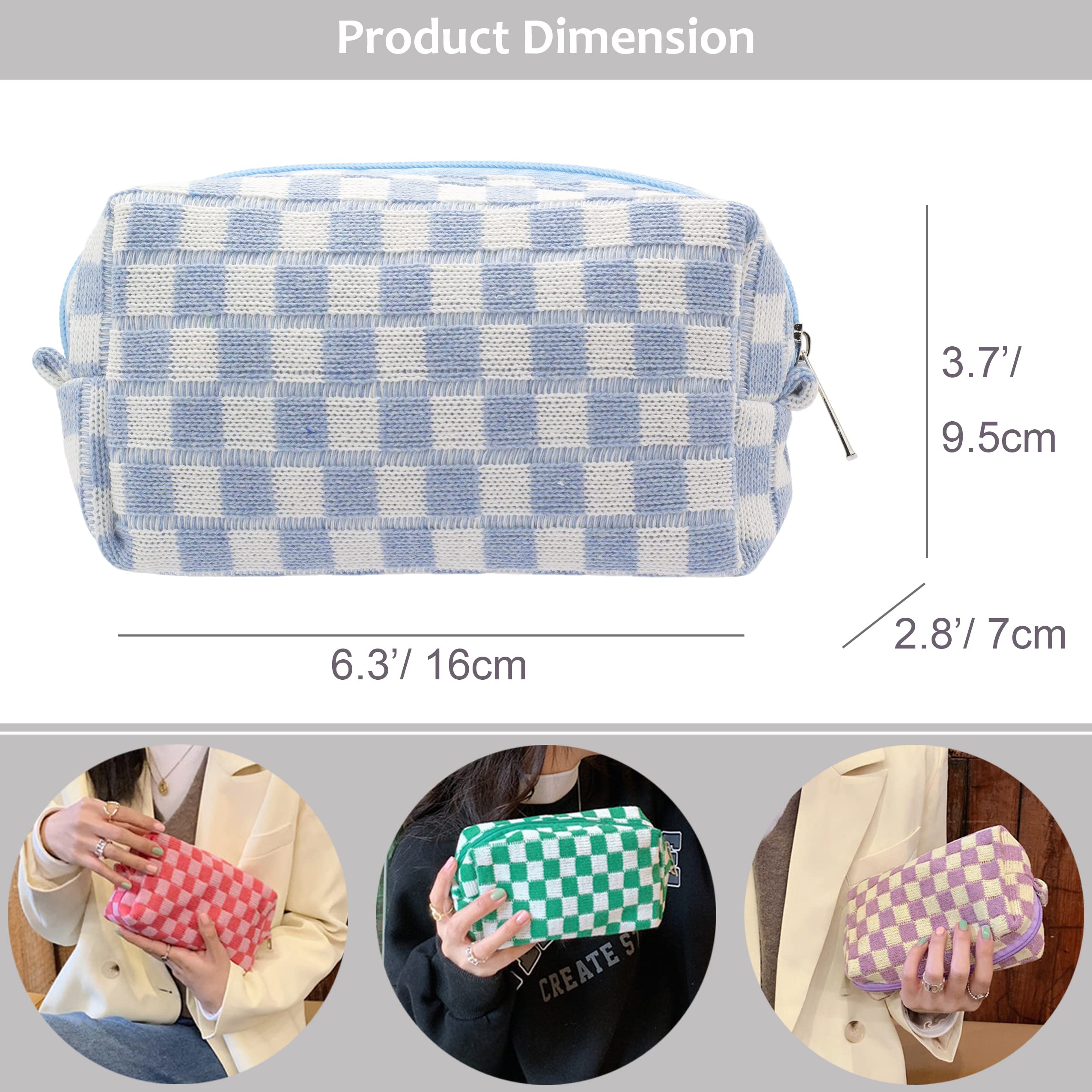 PAZIMIIK sac maquillage damier rose vif, accès rapide en déplacement.