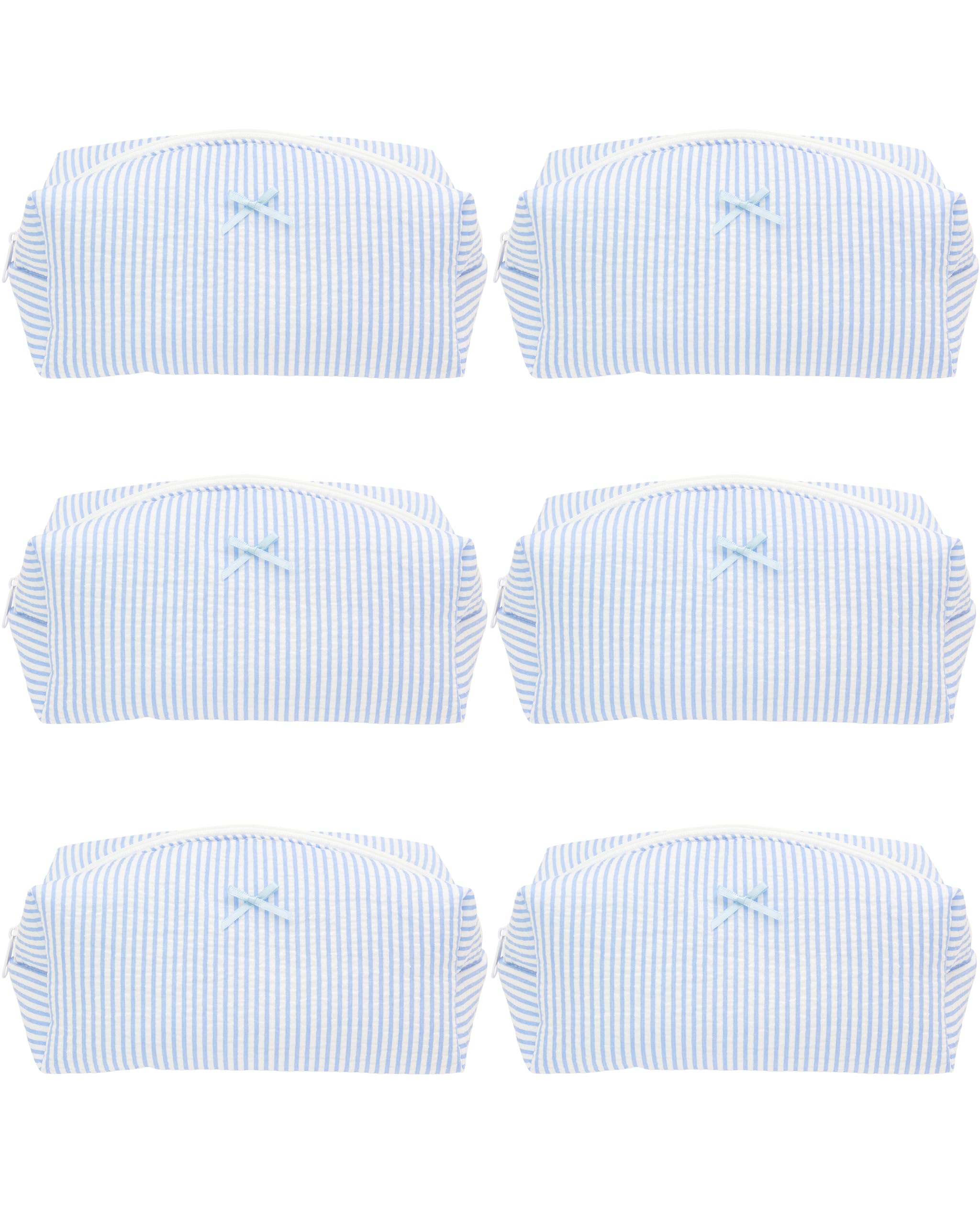 PAZIMIIK Sac maquillage douillet 6pcs bleu, idéal pour maquillage et soins.