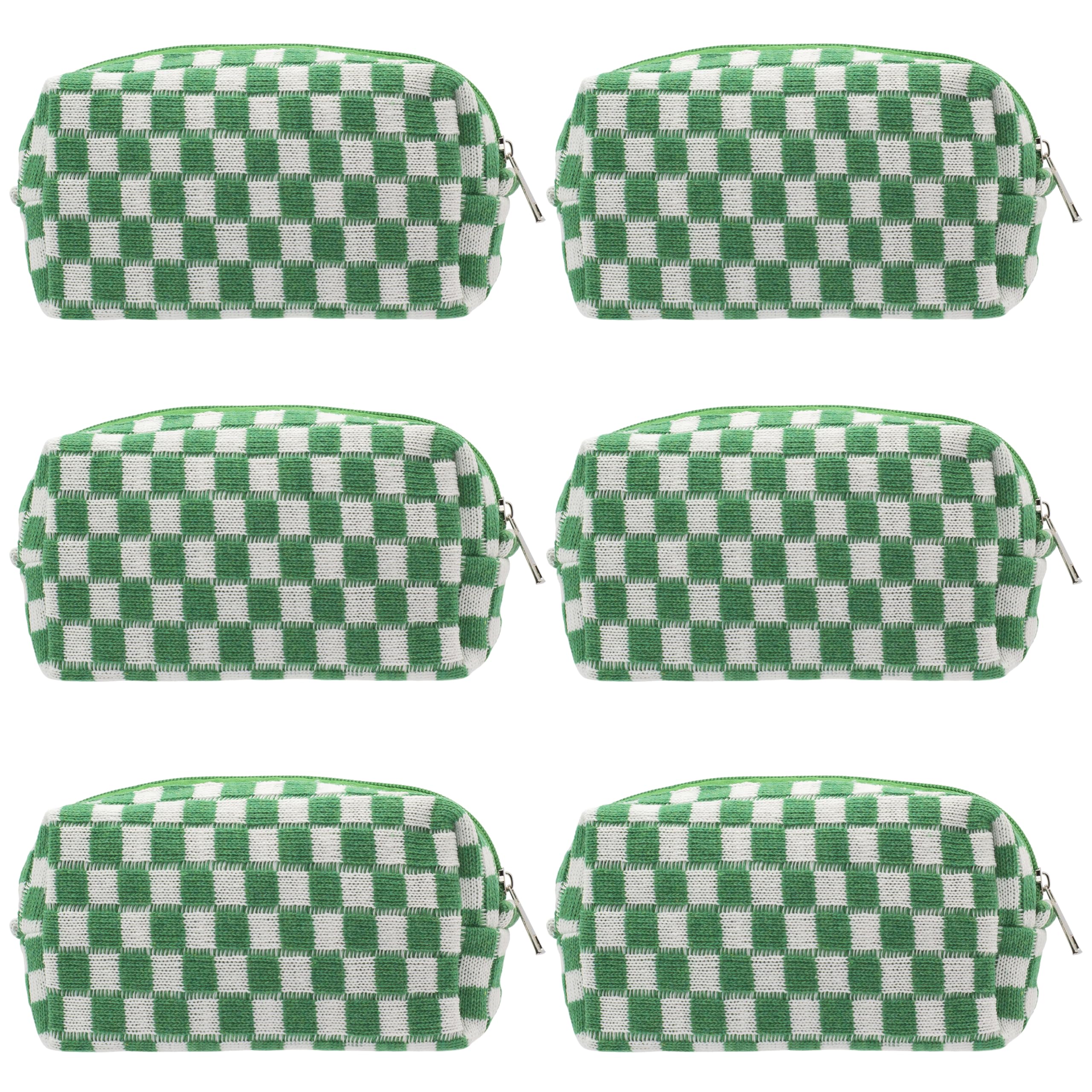 PAZIMIIK trousse maquillage carreaux verte, fermeture metallique pratique pour voyage
