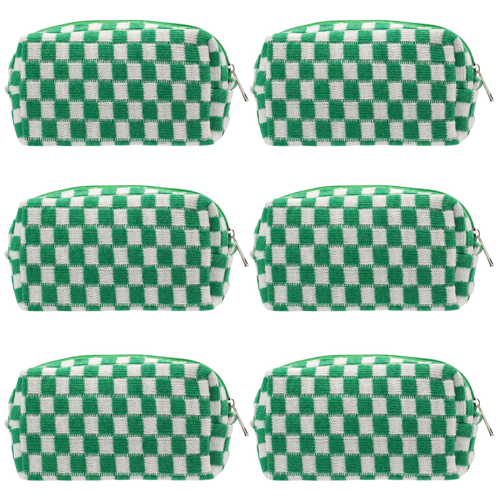 PAZIMIIK trousse maquillage carreaux verte, fermeture metallique pratique pour voyage