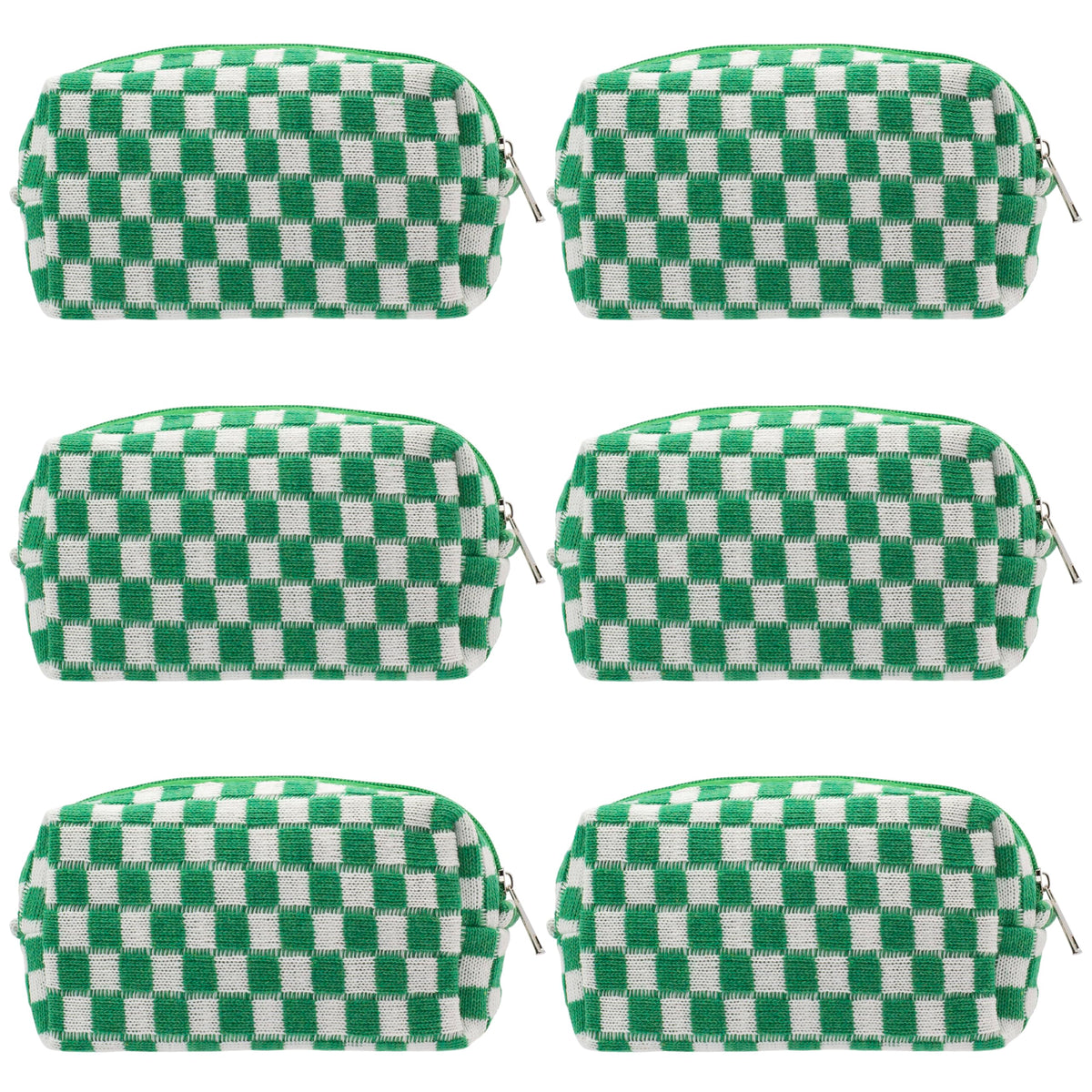 PAZIMIIK trousse maquillage carreaux verte, fermeture metallique pratique pour voyage