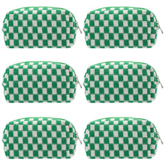 PAZIMIIK trousse maquillage carreaux verte, fermeture metallique pratique pour voyage