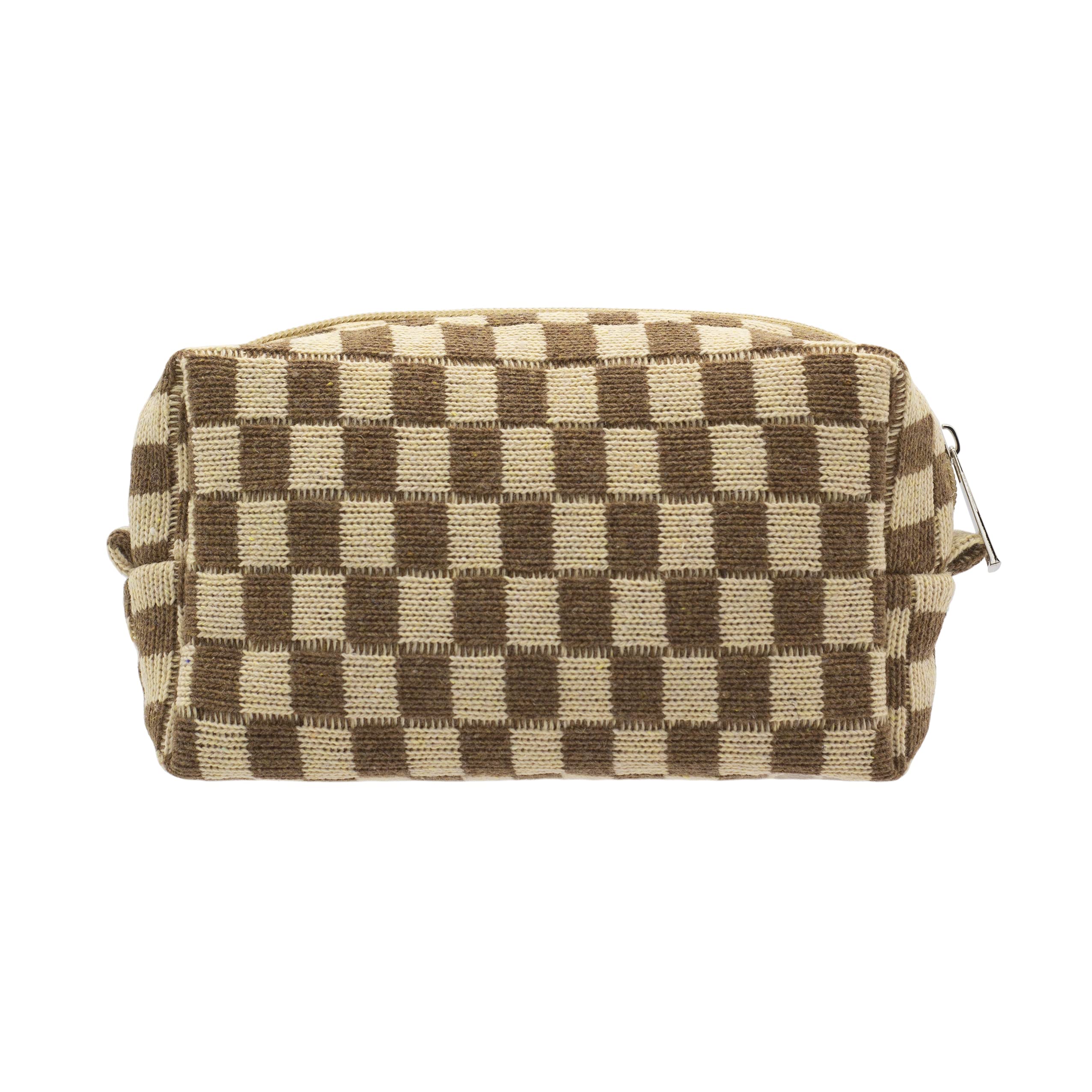 PAZIMIIK trousse maquillage damier cafe, rangement pratique dans le sac à main.