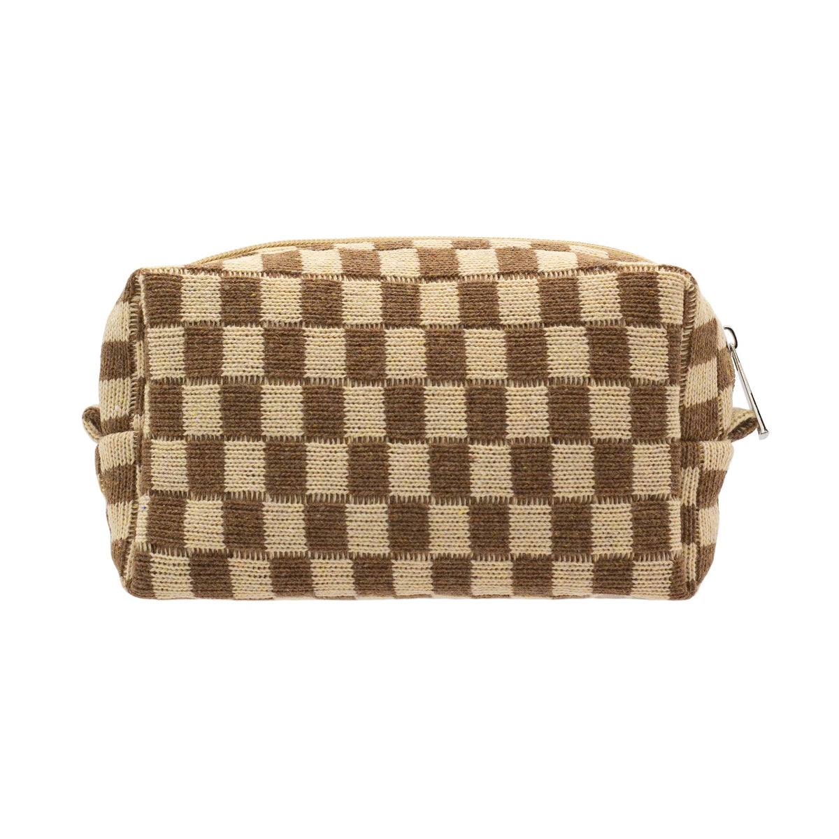 PAZIMIIK trousse maquillage damier cafe, rangement pratique dans le sac à main.