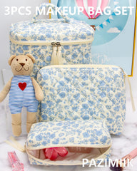 PAZIMIIK trousse maquillage quilted moyen bleu fleurie, organisation conviviale