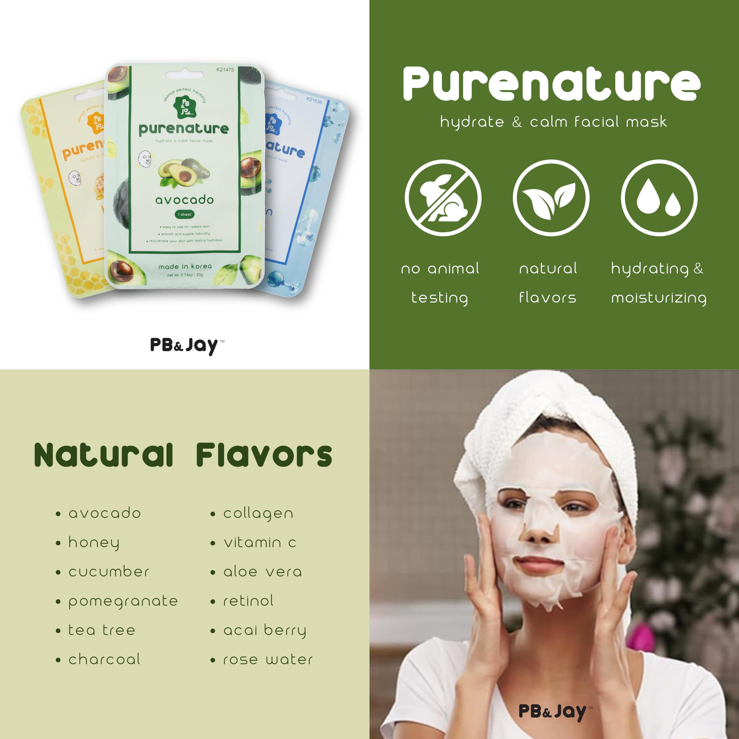 PB&Jay Purenature masque-visage texture hydratante pour une peau douce.