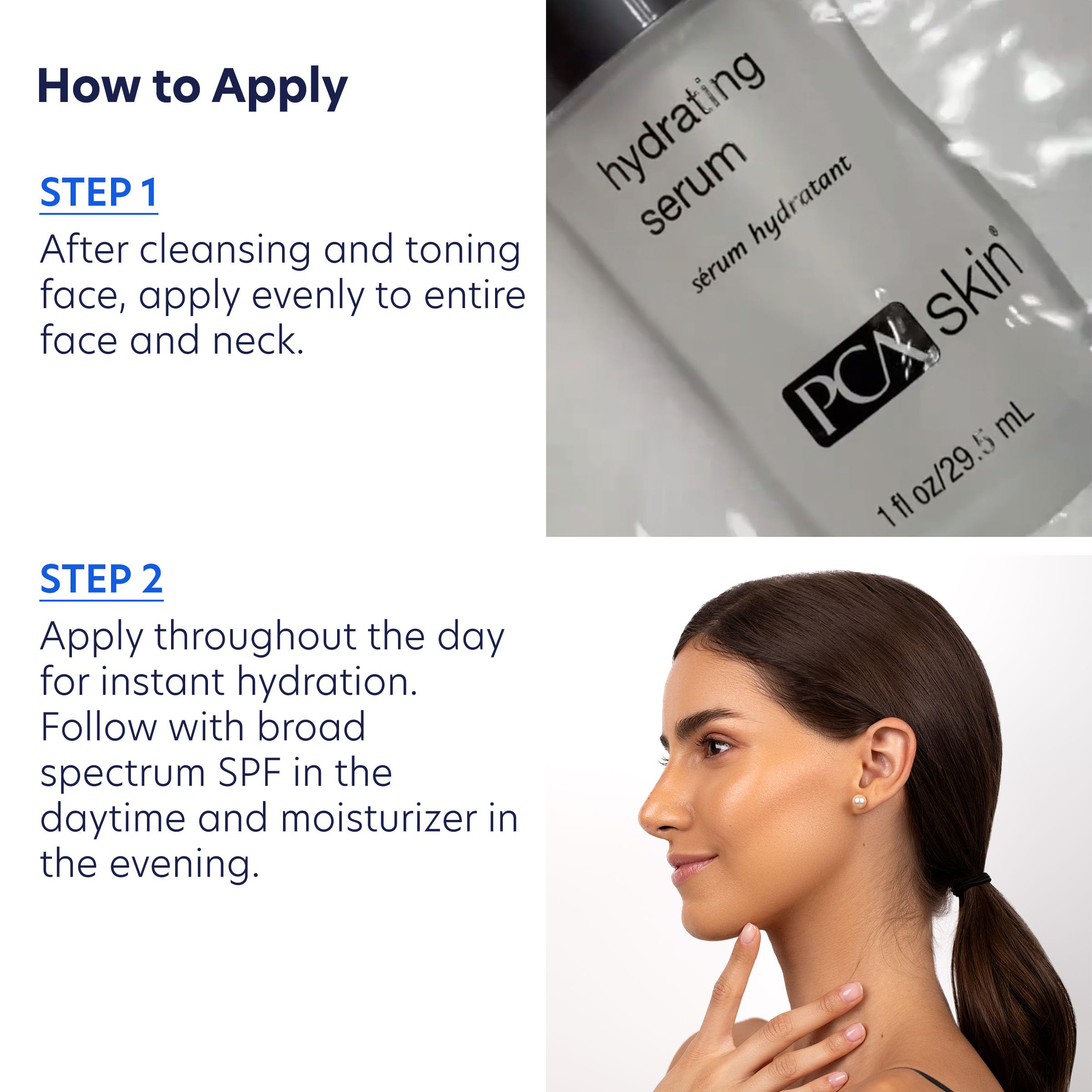 Ingrédients antioxydants et hydratants dans le Sérum Hydratant PCA SKIN.