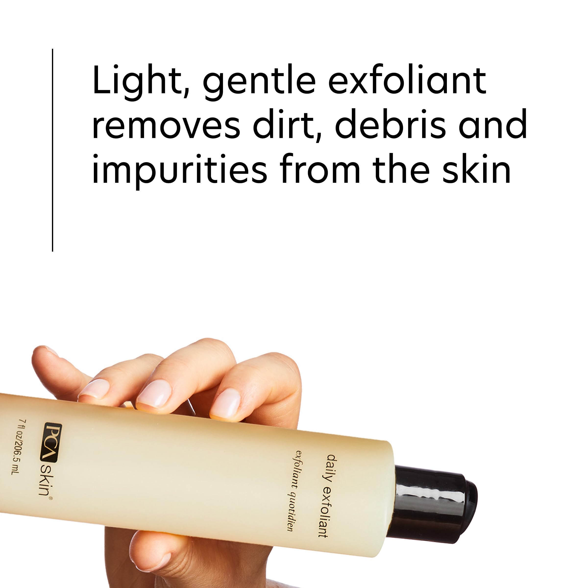 PCA SKIN Exfoliant Quotidien Nettoyant Visage: peau plus douce et lumineuse après usage.