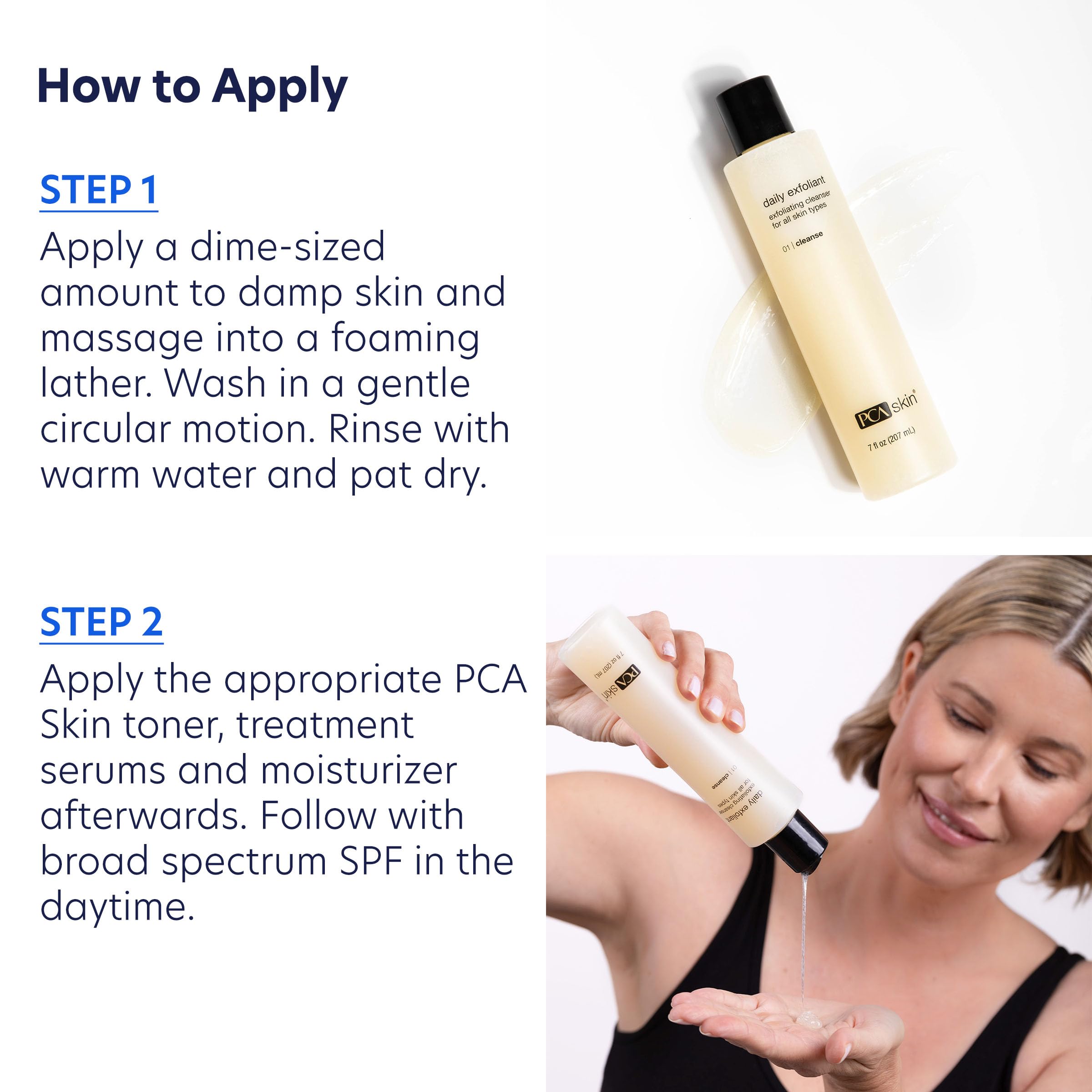 PCA SKIN Exfoliant Quotidien Nettoyant Visage: réduction potentielle des points noirs et imperfections.