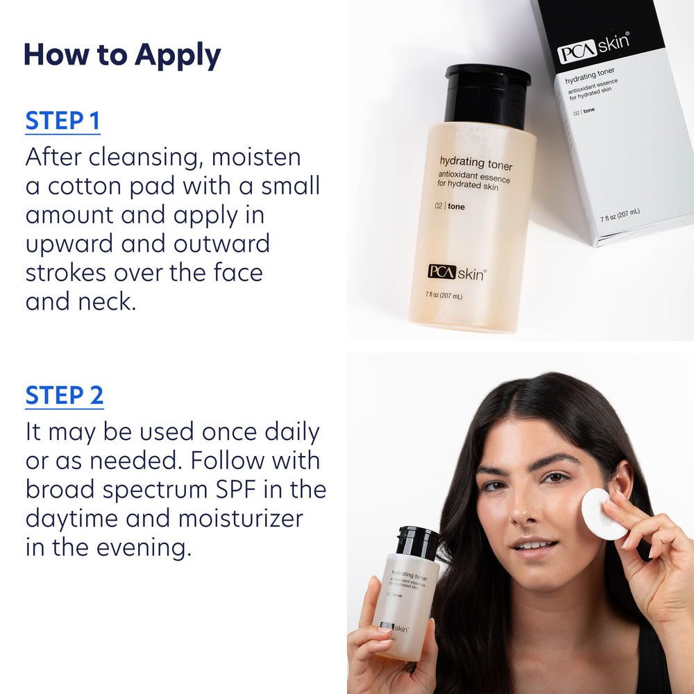 PCA SKIN Toner: applicateur coton pour une application uniforme.