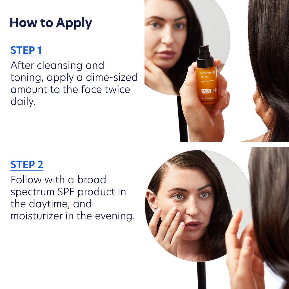 Rituel quotidien PCA SKIN Total Strength pour une peau plus tonifiée et lumineuse.