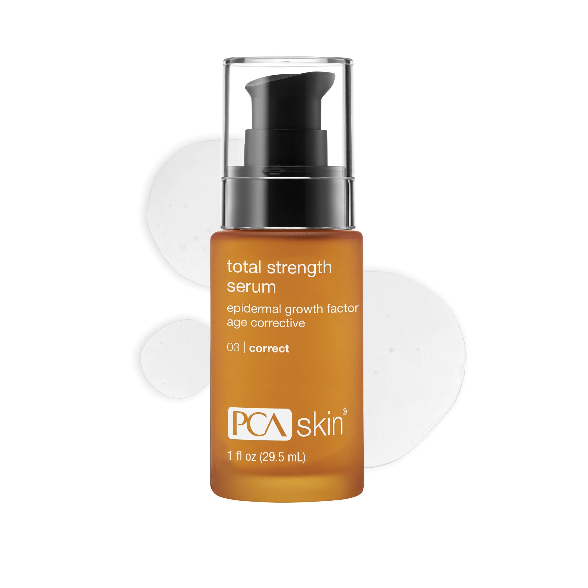 Sérum PCA SKIN Total Strength dans une bouteille-pompe, peut aider à hydrater et raffermir la peau.
