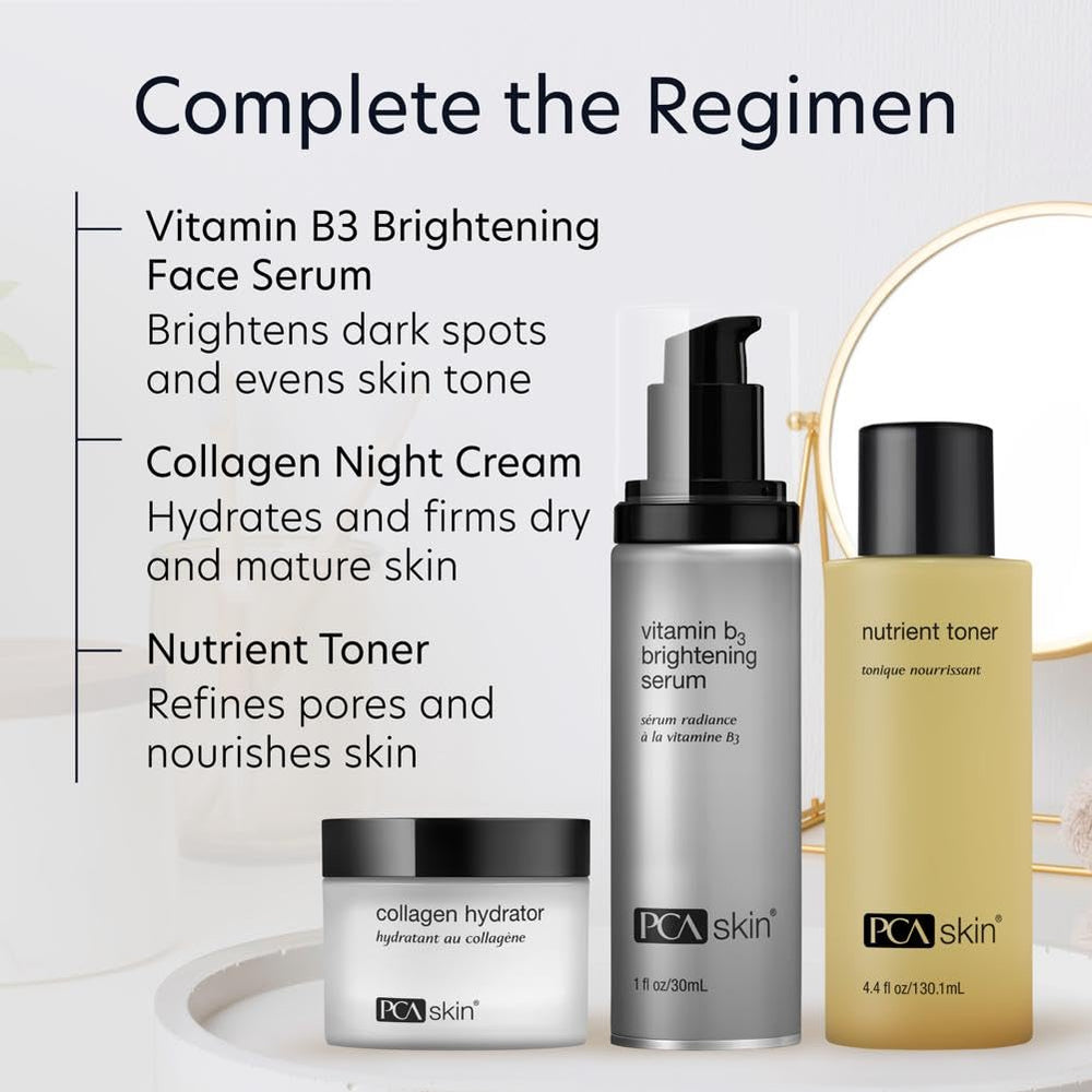 PCA SKIN Sérum Éclaircissant à la Vitamine B3, hydratation durable pour peau confortable.
