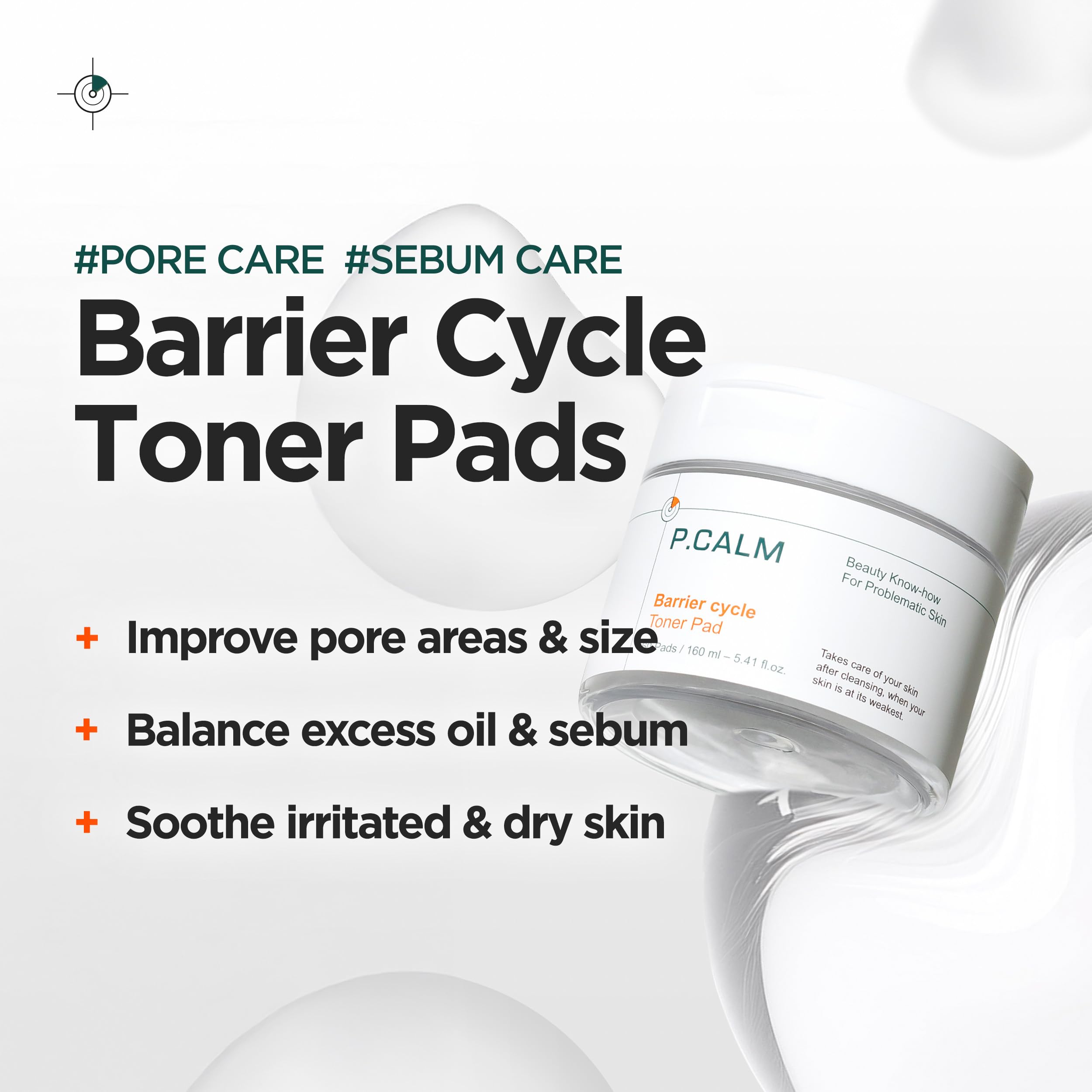 P.CALM Barrière Cycle Tampon Tonifiant : côté en relief pour exfolier en douceur