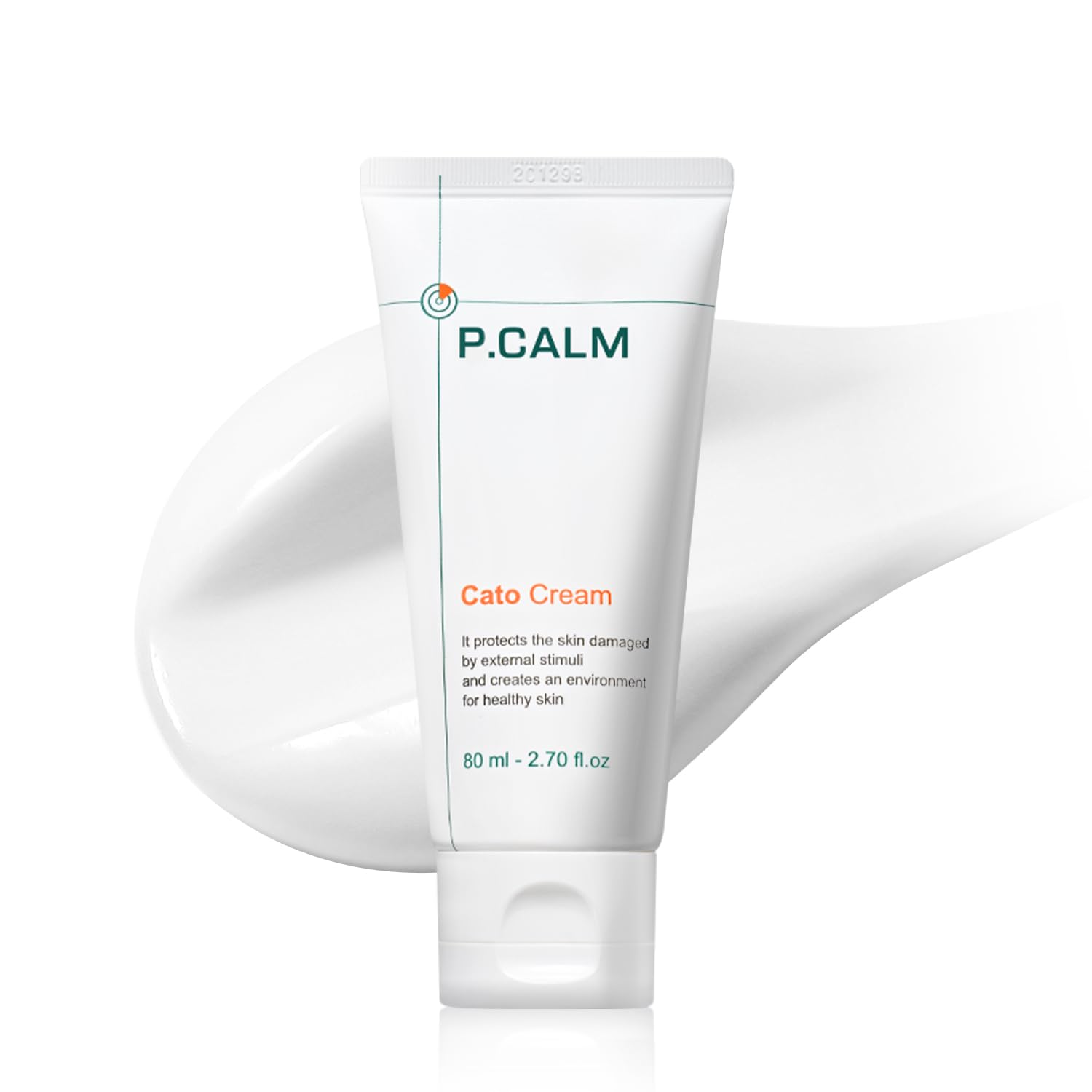 P.CALM Cato Cream: bouteille et boîte montrant un packaging épuré et végan.