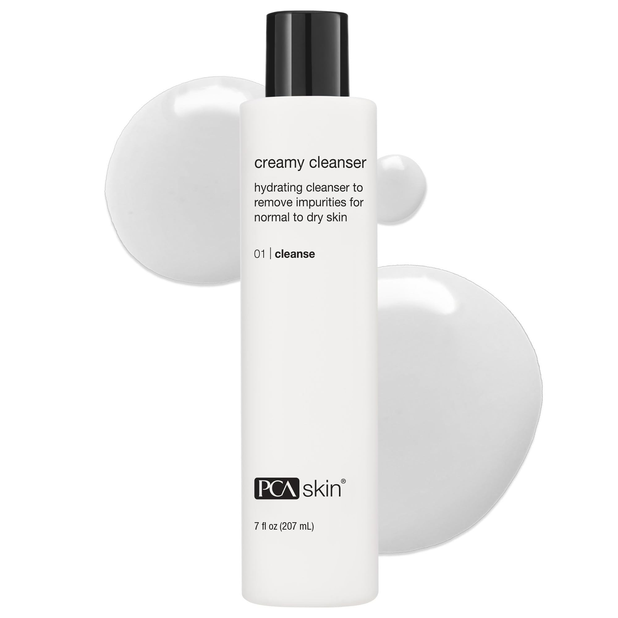PCA SKIN nettoyant visage crèmeux en bouteille, hydratation douce.