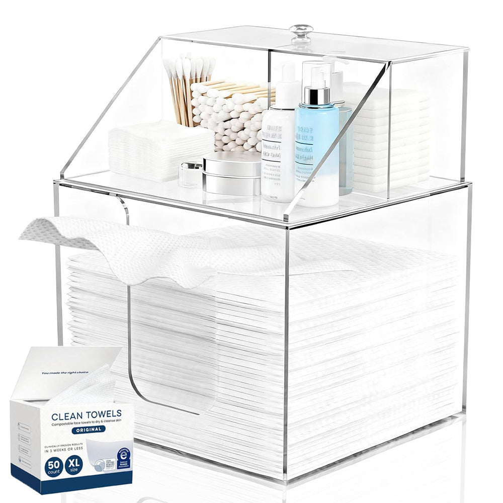 Boîte PCEEL de rangement serviettes visage jetables avec grande capacité et accès facilité.