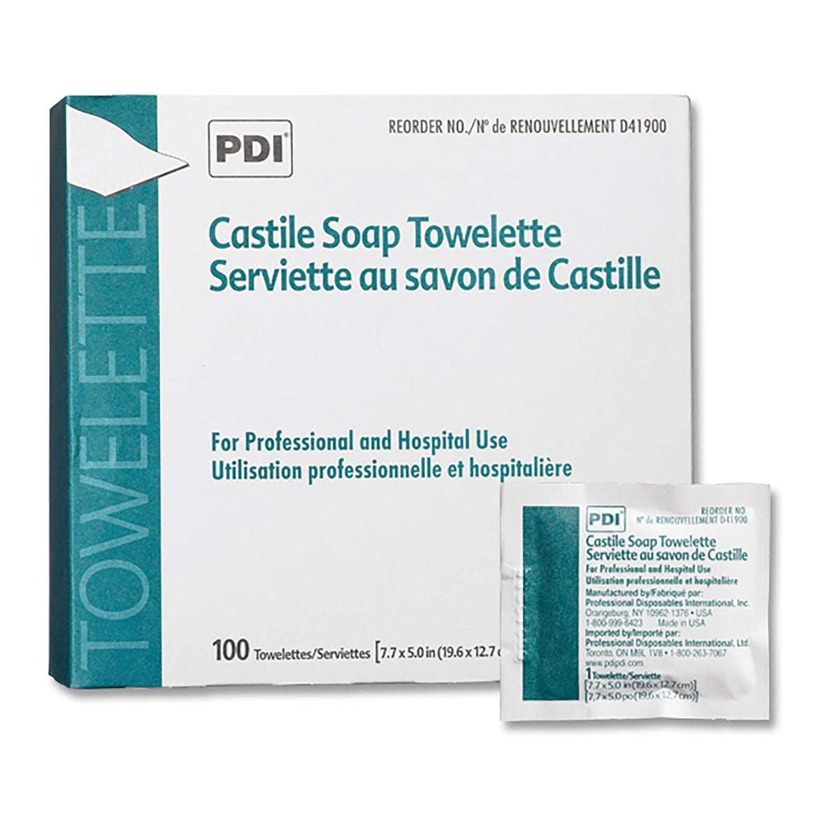 PDI Castile Lingettes – nettoyage délicat pour prélèvement urinaire, formulation douce.