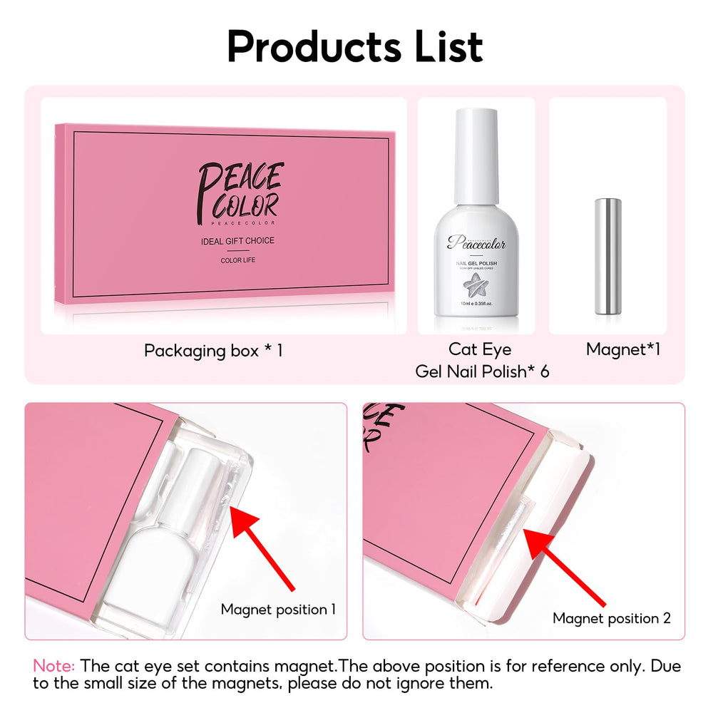 PEACECOLOR Cat Eye Gel flacons 10 ml prêts à l’emploi pour plusieurs poses.