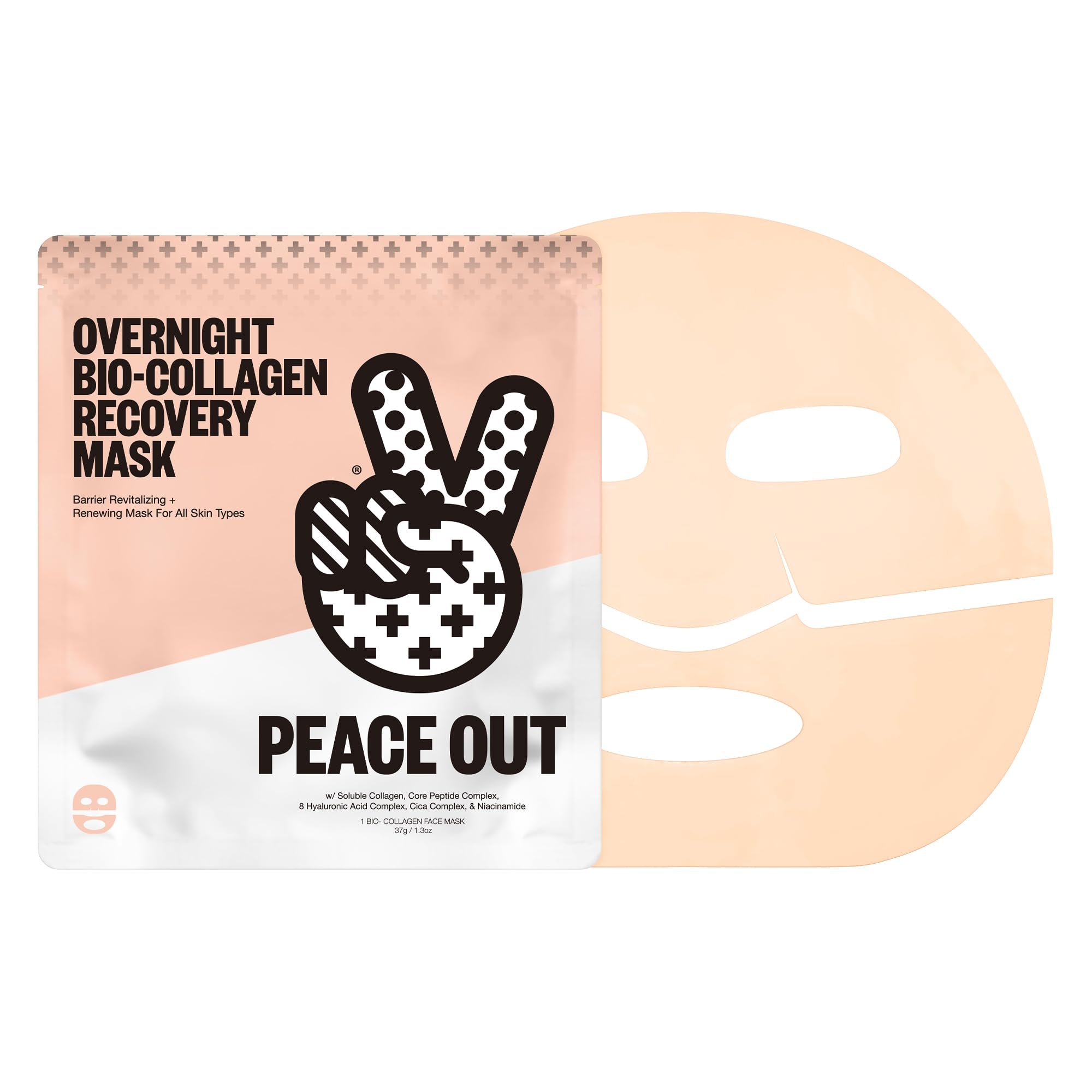 PEACE OUT Masque Nuit Recovery – hydratation en profondeur pour peau apaisée au matin.