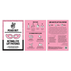 Patchs yeux Peace Out encapsulé Retinol, effet doux et uniforme.