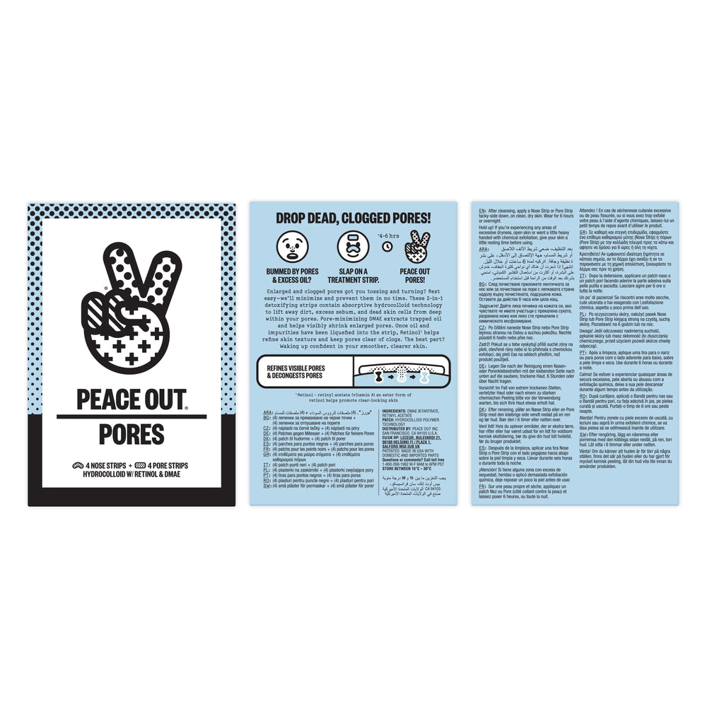 PEACE OUT Pore Strips visage : purifie les pores et lisse la peau.