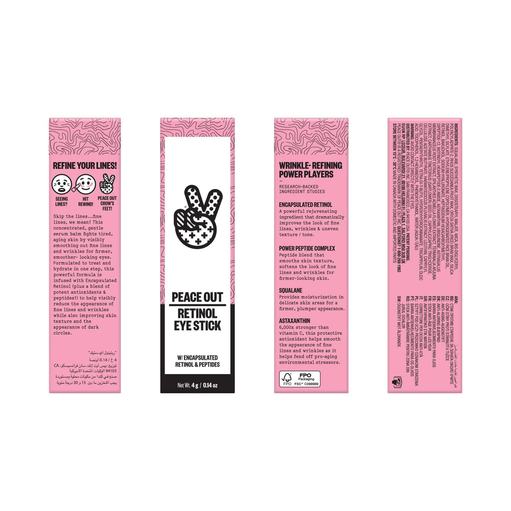 PEACE OUT Retinol Eye Jelly Stick montre une texture gel léger et facile à appliquer
