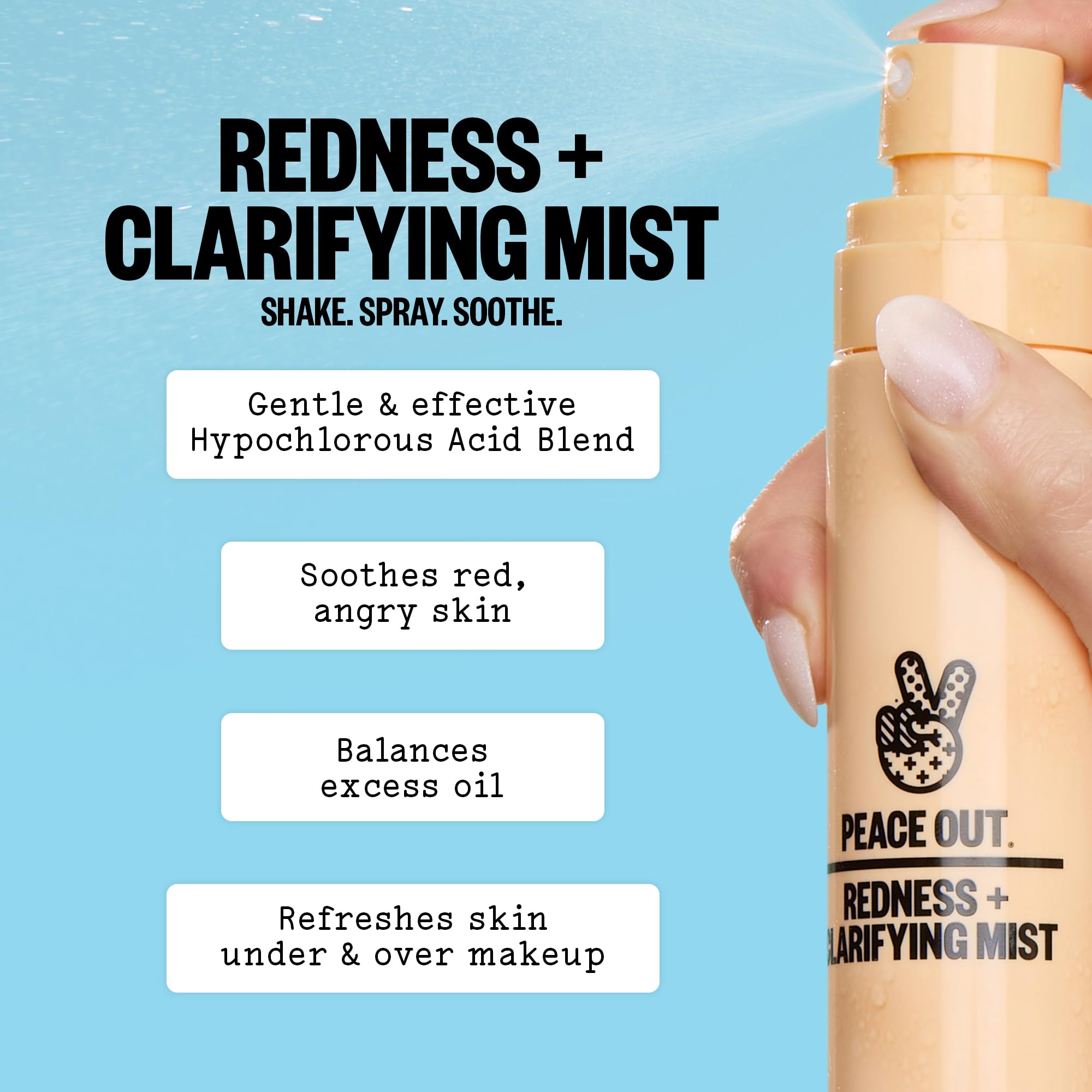 PEACE OUT Utilisation sous ou sur maquillage, effet frais après entraînement