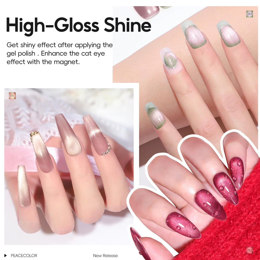 PEACECOLOR Cat Eye vert scintillant, vernis gel à effet magnétique