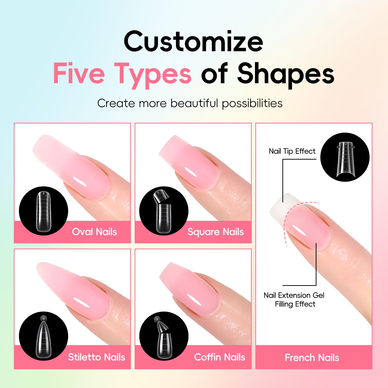 Gabarits d'ongles doubles PEACECOLOR pour formes personnalisées