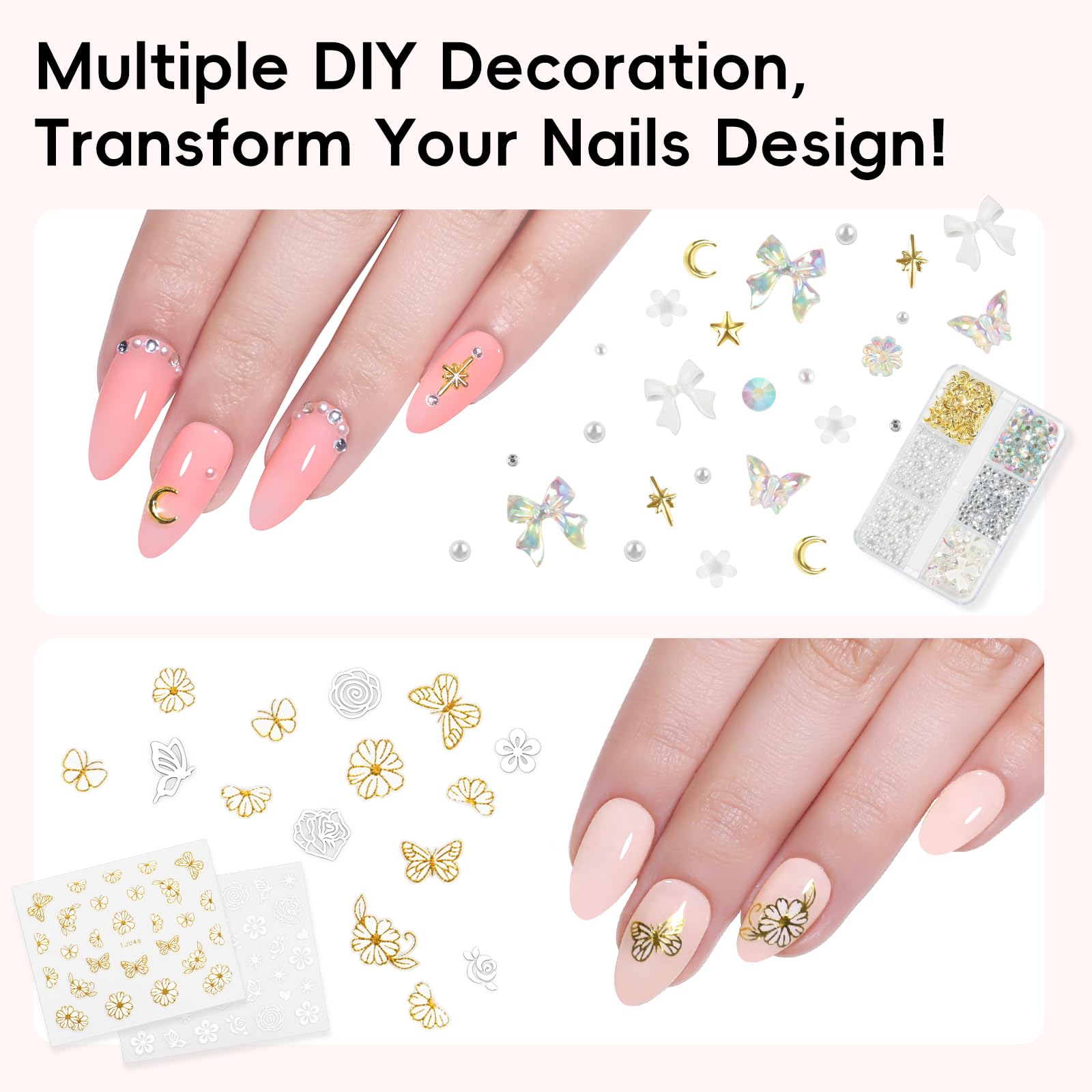 PEACECOLOR kit-83pcs-rhinestones-libellule: décorations variées pour nail art