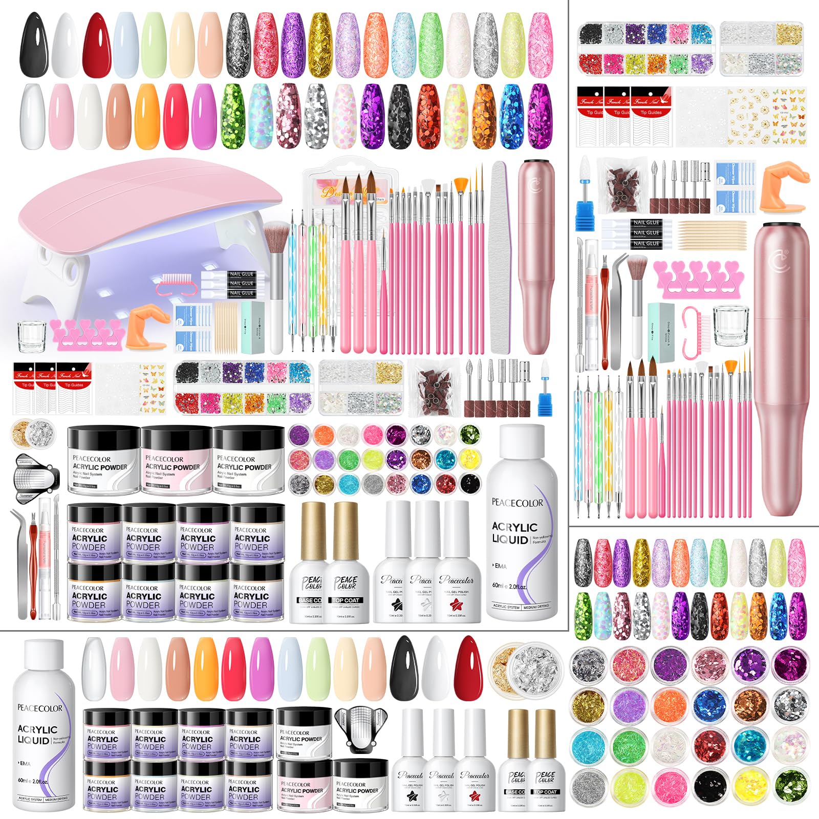 PEACECOLOR kit acrylique complet pour débutants, facilité d'usage et résultats professionnels à domicile.