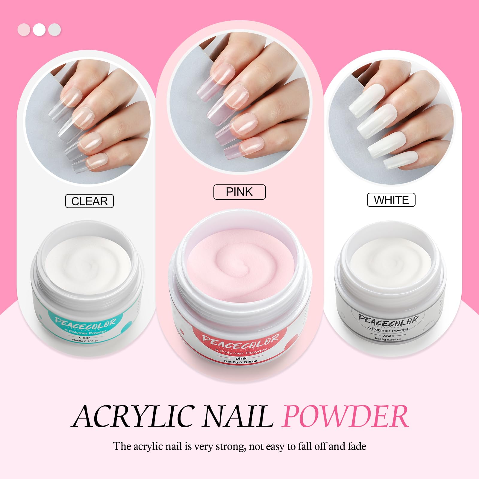 PEACECOLOR kit acrylique debutant poudre blanche idéale pour des ongles français.