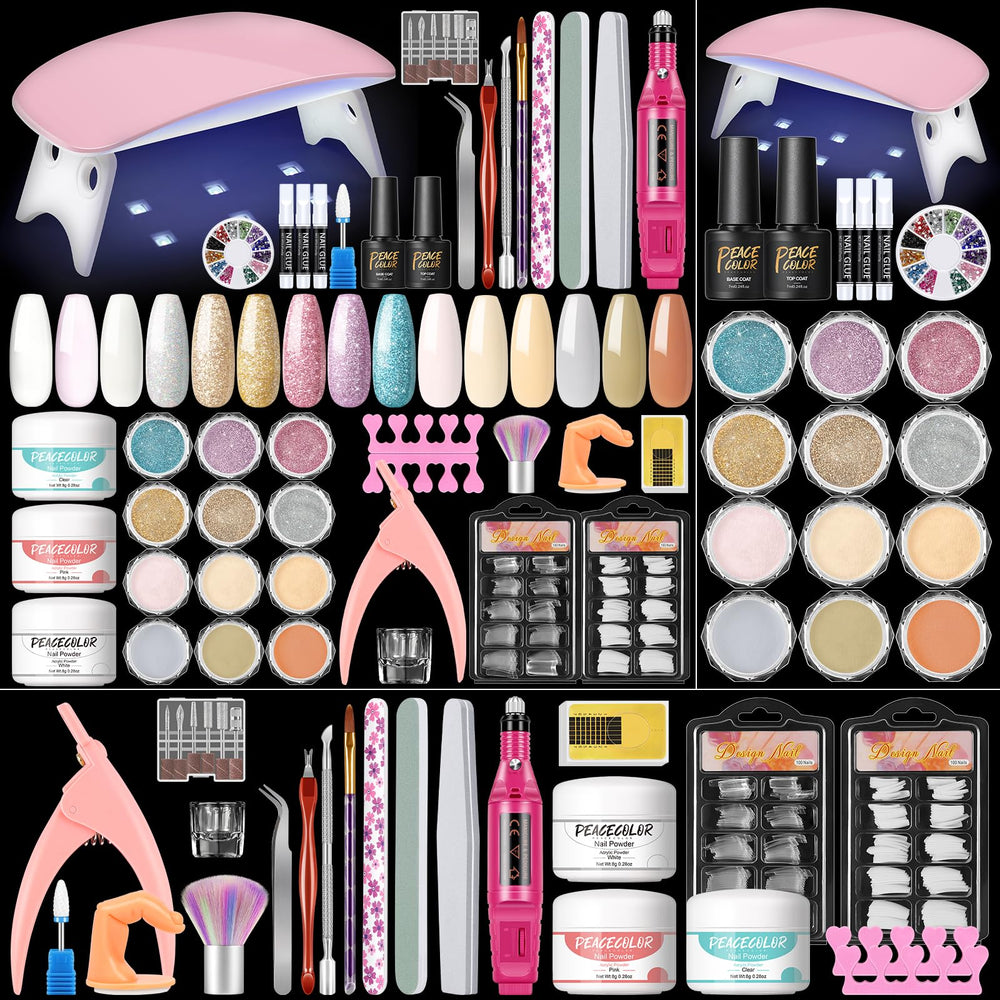 PEACECOLOR kit acrylique debutant poudre claire facilite une base nette et durable.