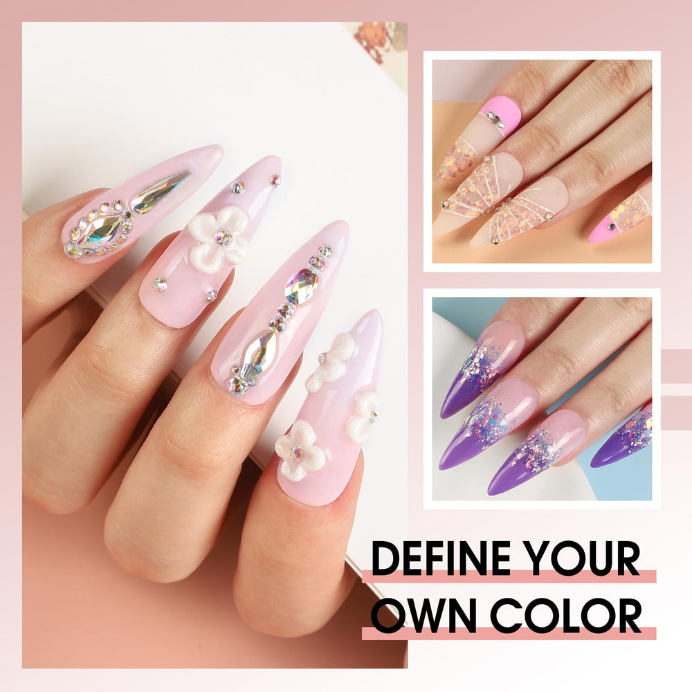PEACECOLOR kit acrylique debutant poudre rose pour des ongles tendance et rapides.