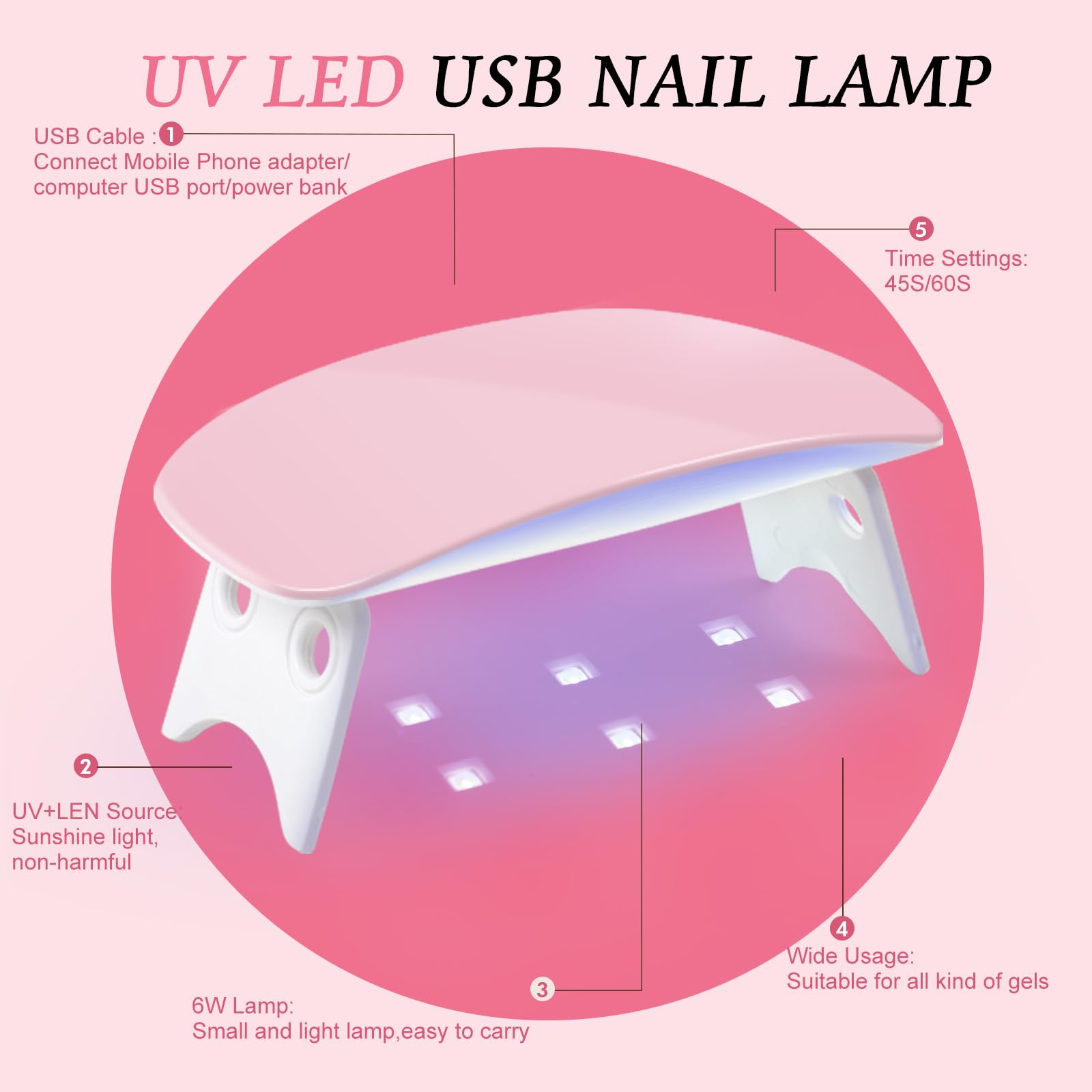 PEACECOLOR lampe UV-ongles compacte séchage rapide et pratique à emporter.